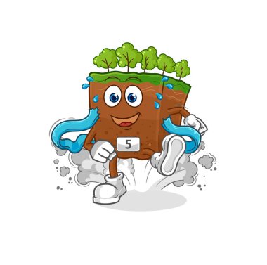the soil layers runner character. cartoon mascot vecto