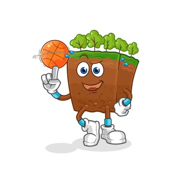 the soil layers playing basket ball mascot. cartoon vecto