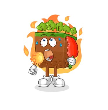 the soil layers eat hot chilie mascot. cartoon vecto