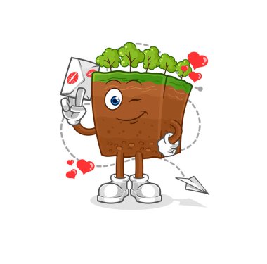 the soil layers hold love letter illustration. character vecto
