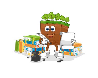 the soil layers writer vector. cartoon characte