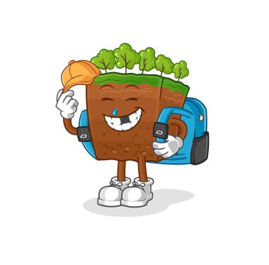 the soil layers goes to school vector. cartoon characte