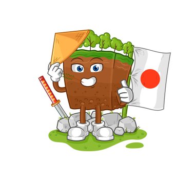 the soil layers japanese vector. cartoon characte