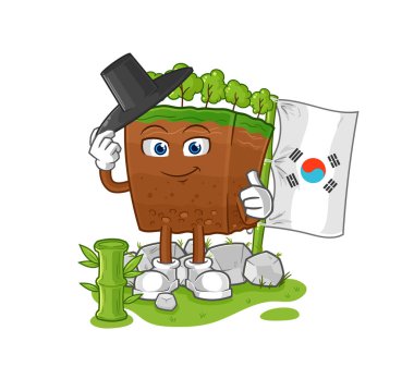 the soil layers korean character. cartoon mascot vecto