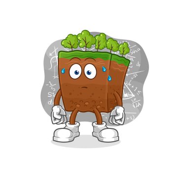 the soil layers thinking hard vector. cartoon characte