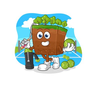 the soil layers plays tennis illustration. character vecto