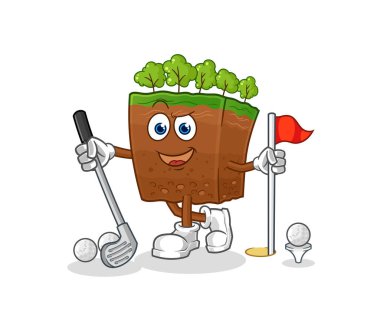 Golf oynayan toprak katmanları. karikatür