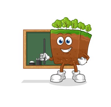 the soil layers teacher vector. cartoon characte