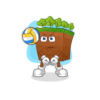 the soil layers play volleyball mascot. cartoon vecto