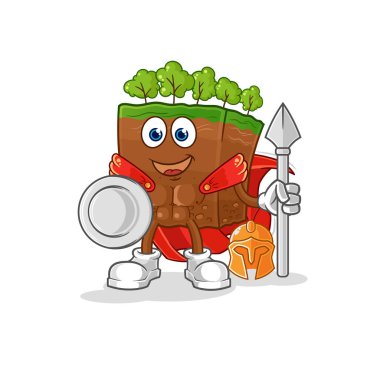 the soil layers spartan character. cartoon mascot vecto