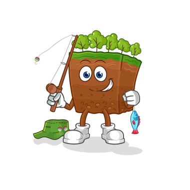 the soil layers fisherman illustration. character vecto