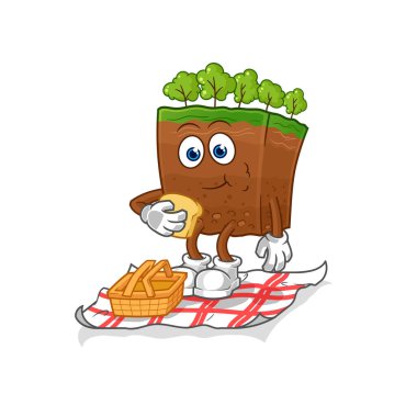 the soil layers on a picnic cartoon. cartoon mascot vecto