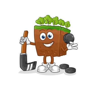 the soil layers playing hockey vector. cartoon characte