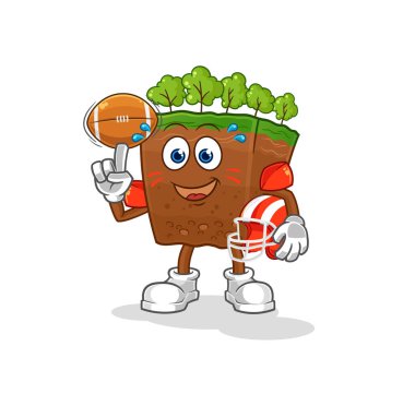 the soil layers playing rugby character. cartoon mascot vecto