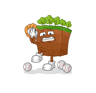 the soil layers baseball pitcher cartoon. cartoon mascot vecto