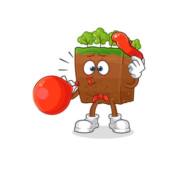 the soil layers pantomime blowing balloon. cartoon mascot vecto