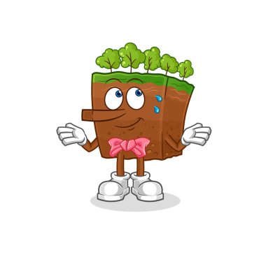the soil layers lie like Pinocchio character. cartoon mascot vecto
