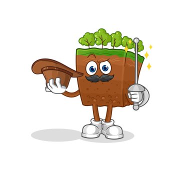 the soil layers fencer character. cartoon mascot vecto