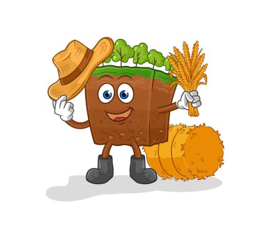the soil layers farmer mascot. cartoon vecto