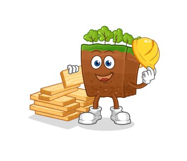the soil layers builder vector. cartoon characte