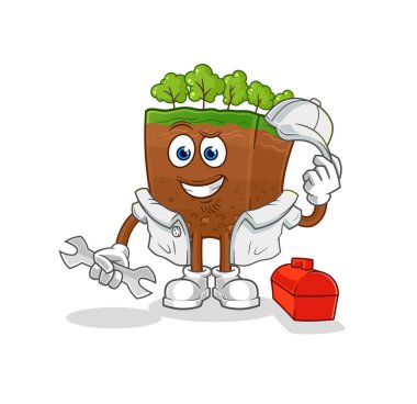 the soil layers mechanic cartoon. cartoon mascot vecto