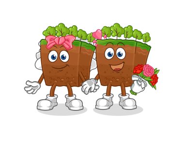 the soil layers wedding cartoon. cartoon mascot vecto