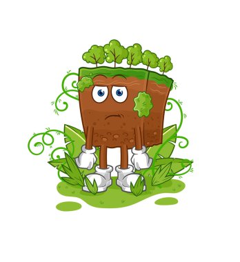 the soil layers waiting too long mascot. cartoon vecto