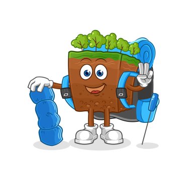 the soil layers go camping mascot. cartoon vecto