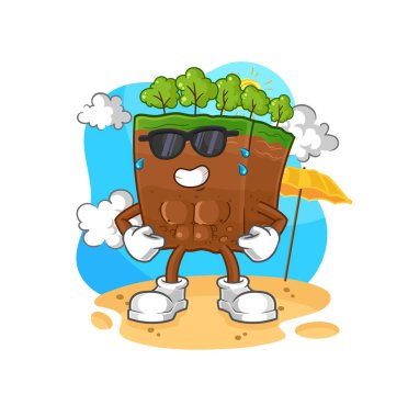 the soil layers sunbathing in summer. character vecto