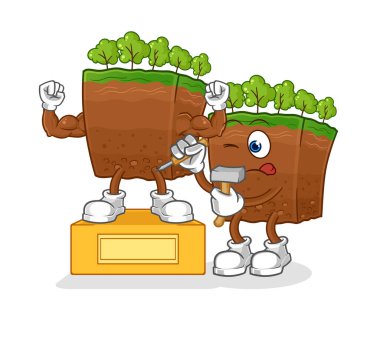 the soil layers sculptor character. cartoon mascot vecto