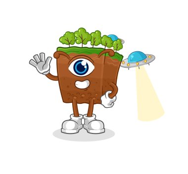 the soil layers alien cartoon mascot vecto