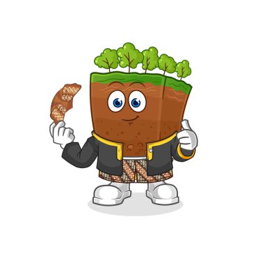 the soil layers Javanese character. cartoon mascot vecto