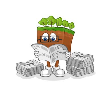 the soil layers read newspaper cartoon. character vecto