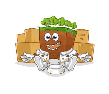 the soil layers homeless character. cartoon mascot vecto