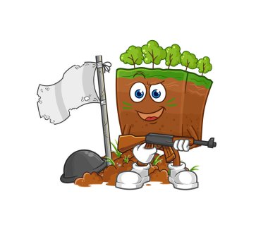 the soil layers army character. cartoon mascot vecto