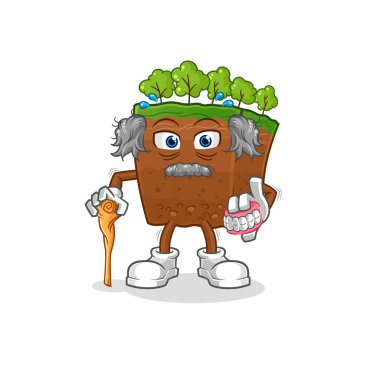 the soil layers white haired old man. character vecto