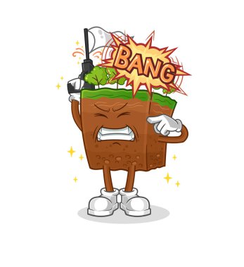 the soil layers warning shot mascot. cartoon vecto