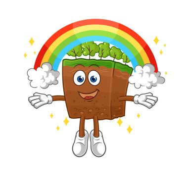 the soil layers with a rainbow. cartoon vecto