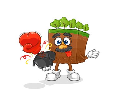 the soil layers prank glove in the box. cartoon masco