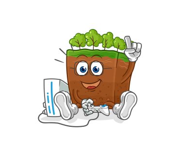 the soil layers playing video games. cartoon characte