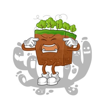 the depressed soil layers character. cartoon vecto