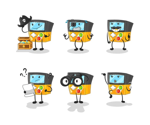 Gameboy Pirate Group Character Cartoon Mascot Vecto — ストックベクタ