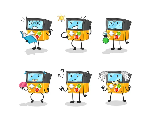 Gameboy Thinking Group Character Cartoon Mascot Vecto — Stock Vector