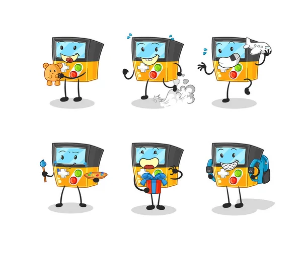 the gameboy children group character. cartoon mascot vecto