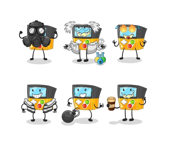 Gameboy Villain Group Character Cartoon Mascot Vecto — ストックベクタ