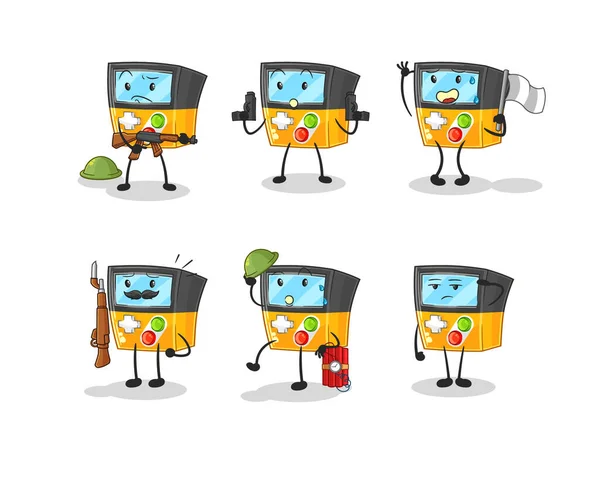 Gameboy Troops Character Cartoon Mascot Vecto — Stock Vector