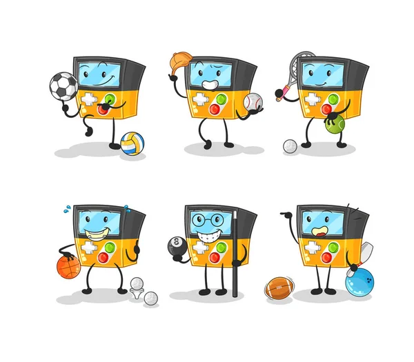 Gameboy Sport Set Character Cartoon Mascot Vecto — ストックベクタ