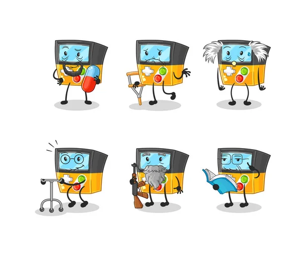 the gameboy elderly character. cartoon mascot vecto
