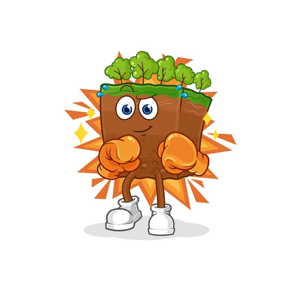 Soil Layers Boxer Character Cartoon Mascot Vecto — Stock Vector