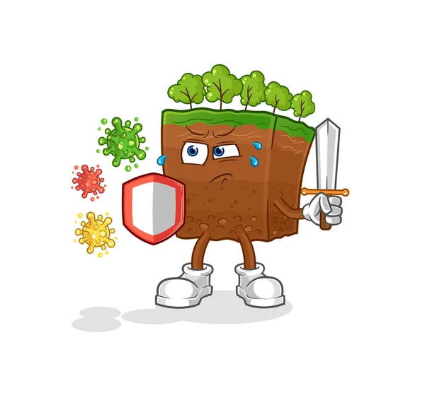 Soil Layers Viruses Cartoon Cartoon Mascot Vecto — Image vectorielle